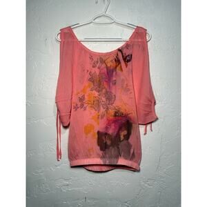 L8ter butterfly sheer cold shoulder top womens small hyper femnine‎ fairy y2k